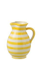 Kruik Grana Streep Wit Geel M (17X17X21Cm) - (52158)